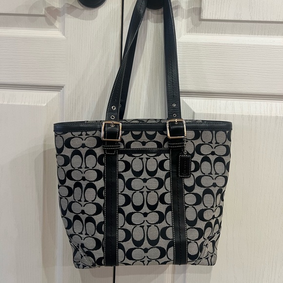 Coach | Bags | Coach Black And Gray Patterned Tote | Poshmark